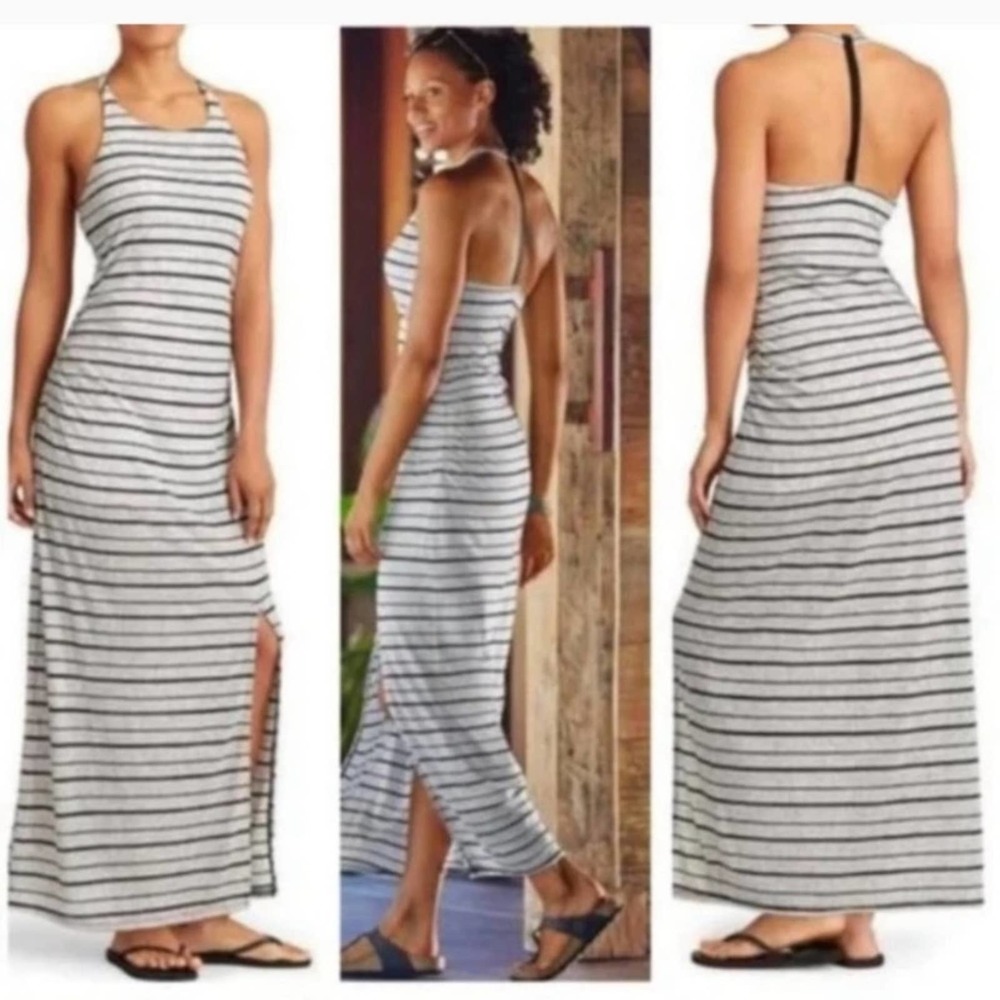 Athleta Serenity Stripe Maxi Dress Racer Back